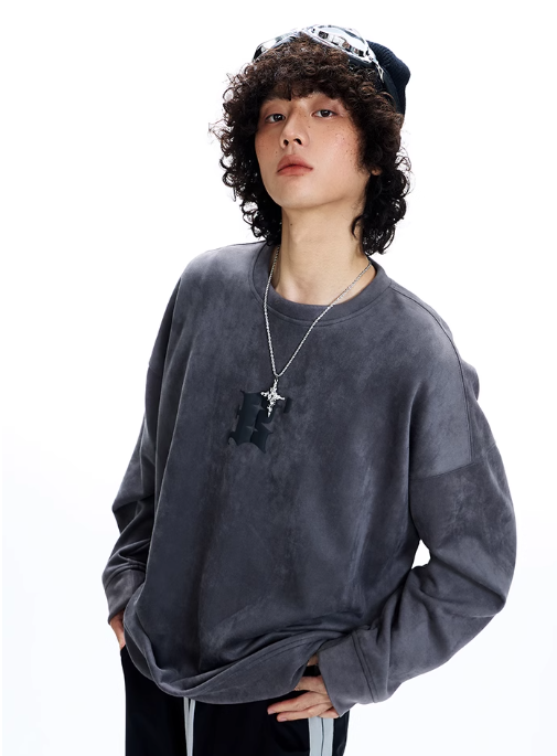 スエード長袖トップス 男女兼用