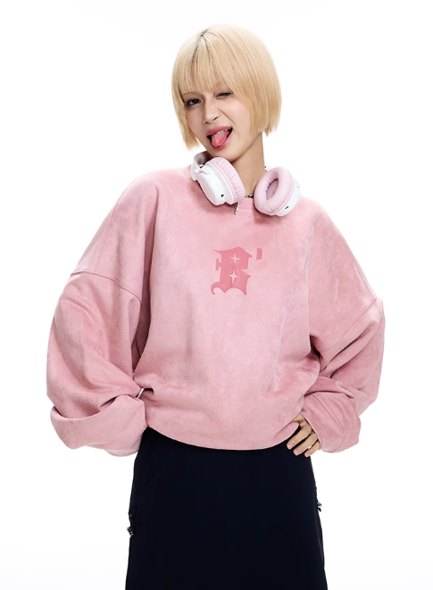 スエード長袖トップス 男女兼用